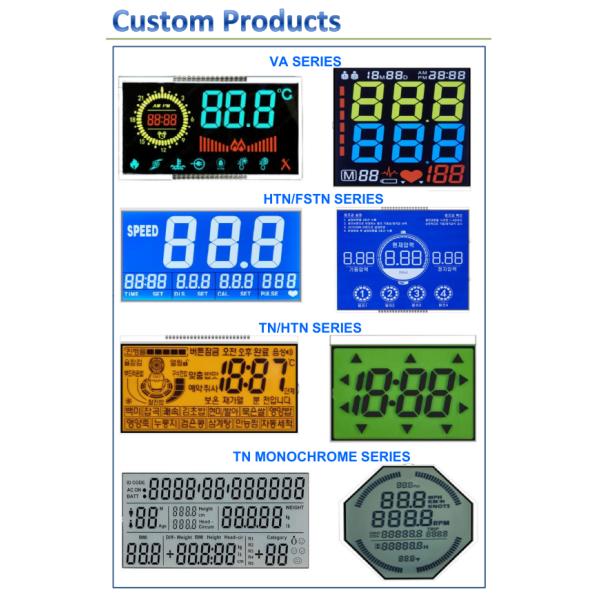 Custom Monochrome Gray FSTN 7 Segment Lcd Display With White LED Backlight