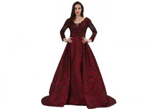 China Purplish Red Women Party Long Sleeve Evening Gowns / Vintage Nightdress on sale