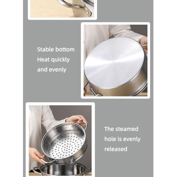 High Capacity Metal Stainless Steel Pot Steamer Food Steamer Pot Kitchen Cooking Pot With Glass Lid