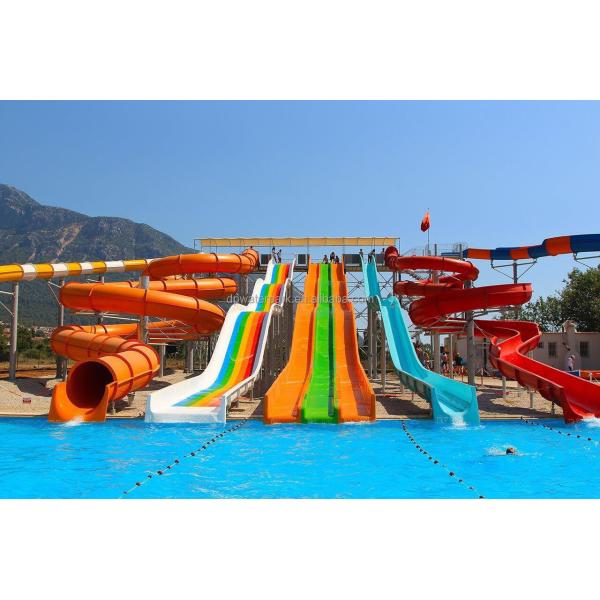 Aqua Park Customized Water Slide Hot Dipped Galvanized Steel 6-8mm Thick Fiberglass One-Year Warranty With 3D Design