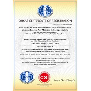 Zhejiang Rongyin New Material Technology Co., Ltd. Certifications