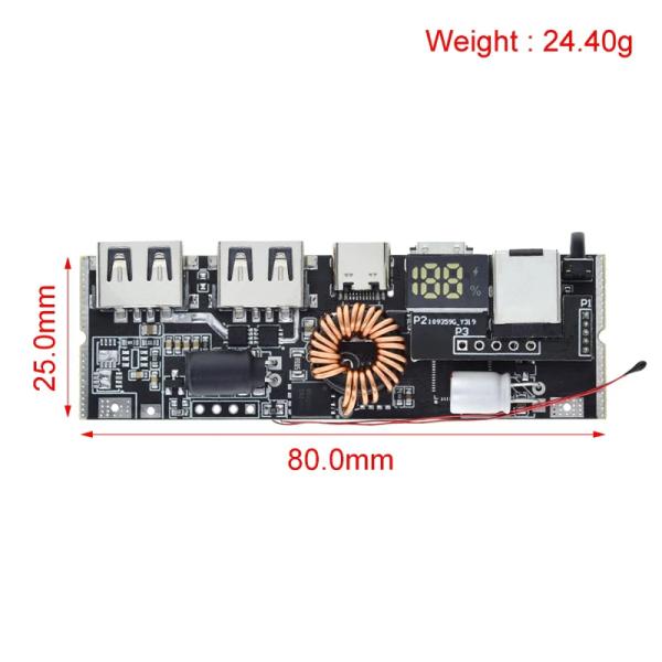 QC4.0 QC3.0 LED Dual USB PD Power Bank 18650 Charging Module with Temperature Control