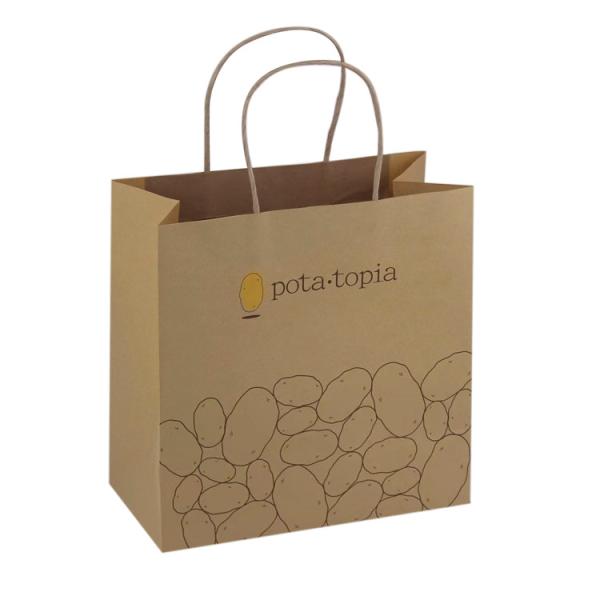 Kraft Paper Shopping Bag With Twisted Handle Custom Logo Food Packaging Recycled Brown