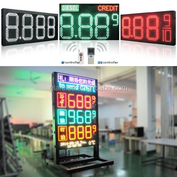 Gas Price Display Signs Glare LED 16'' White 88.88 Petrol Changer Sign No Specification