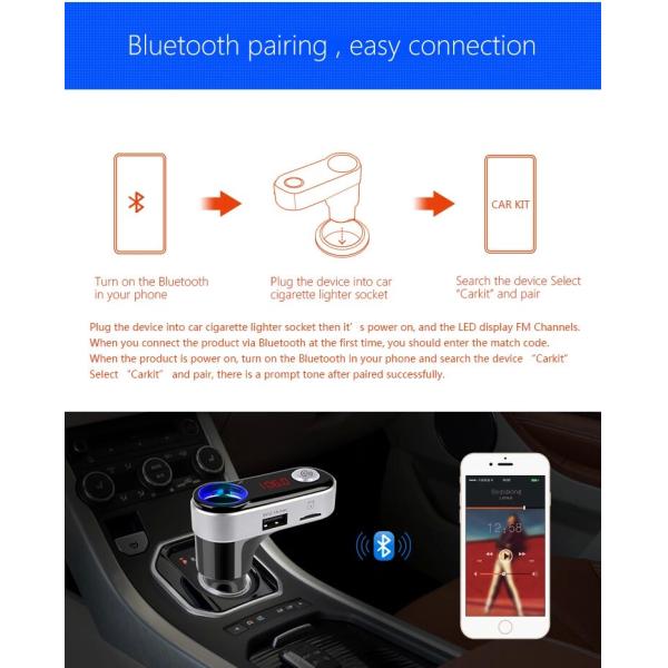 Wireless Bluetooth Dual USB Car Charger Cigarette Lighter Socket FM Transmitter Kit