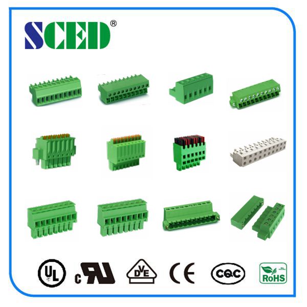 Female Type PCB Plug In Terminal Block 3.81mm 5.08mm Pluggable Green Connector