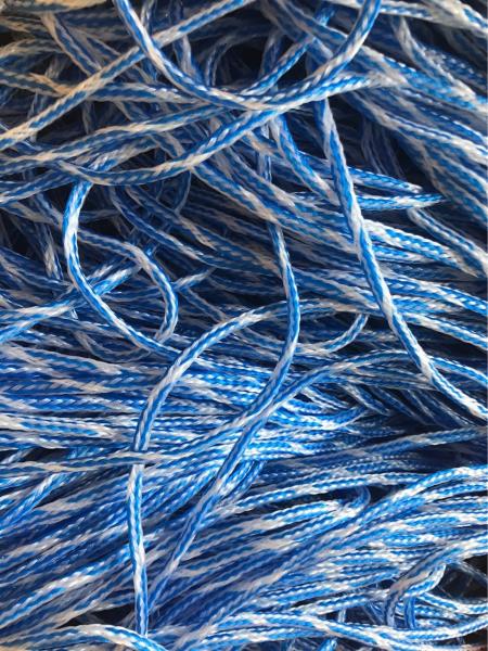 Hand Line for Cast Net-Holow Braided Polyethylene Rope-White/Blue Mixed