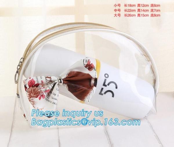 Girl Glitter PVC Fashion Cosmetic Bag, portable travel makeup bag cases bulk women handbag custom transparent clear pvc