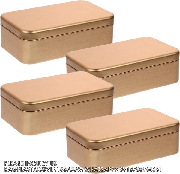 Buy Rectangular Empty Metal Tins Box With Lid Portable Tin Box Container- Mini Portable Box Containers For Jewelery at wholesale prices
