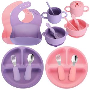 Quality Reusable Thickened Silicone Baby Feeding Set , Nontoxic Suction Cup Plates And Bowls for sale