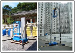 Quality Vertical Single Mast Lift Aluminum Work Platform With 10 Meter Platform Height for sale