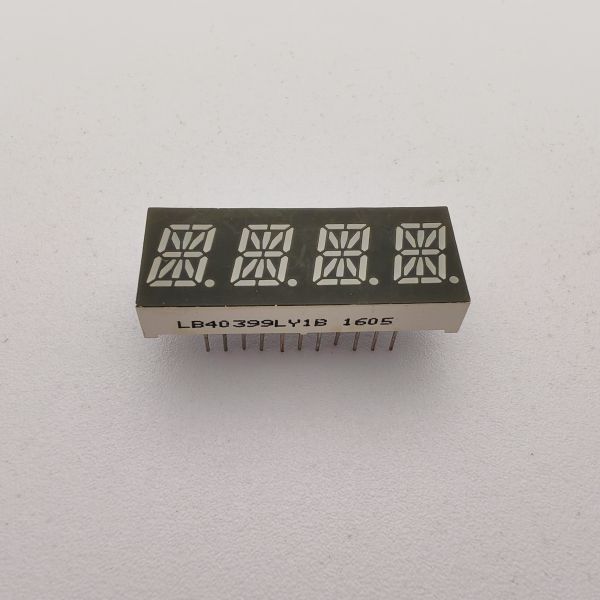 Ultra Bright Yellow 4 Digit 16 Segment Alphanumeric LED Display for Instrument Panel