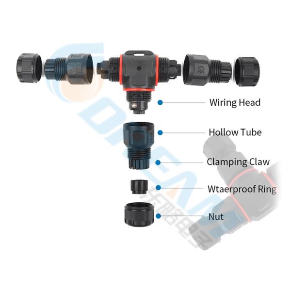 3 Pin Waterproof Electrical Cable Wire Connector IP68 Outdoor Plug Socket