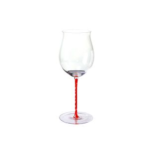 Quality 900ml Electroplating Pinot Noir Lead Free Crystal Wine Glasses with Colored Stem for sale
