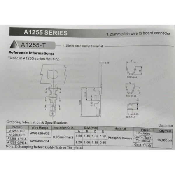 Home Appliances 1.25mm Pitch Wire To Board Power Connectors PA66 Black 02p To 30p
