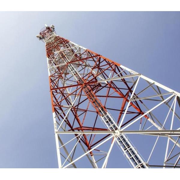 Heavy Duty Triangular Lattice Tower Resistant To 60 M/S Wind Multiple Antenna Brackets