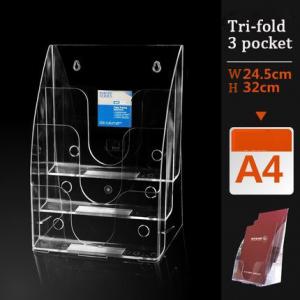 A4  3 pocket acrylic brochure holder,LEAFLET STANDS PLASTIC HOLDER ACRYLIC FLYER