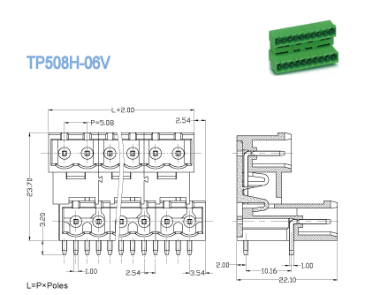 Plug - in Terminal Block Header 2 x 2P - 24 x 2P Male Sockets Pitch 5.08mm 300V 18A