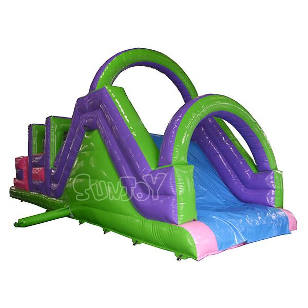 12M Length Pink Green Inflatable Obstacle Course For Adult