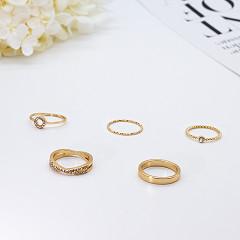 China 5pcs Titanium Wedding Ring Set Hug Adjustable Alloy Gold Moissanite Fashion Jewelry Rings on sale