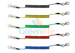 China Translucent Colorful Plastic Coil Lanyard PU Covered Flexible Anti Lost Spring Steel Wire on sale