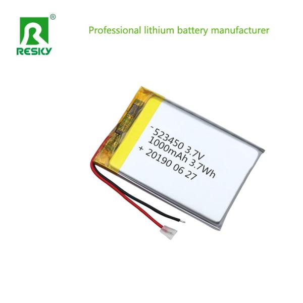 Rechargeable Lithium Polymer Battery Cell 523450 1000mAh For Communication Instrument