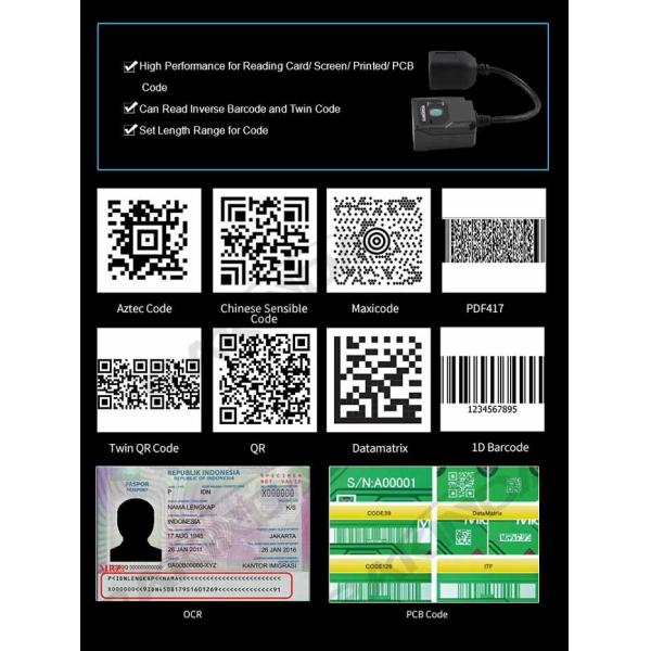 Passport OCR MRZ Industrial Barcode Scanner Embedded 1D QR Scan Module