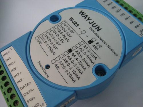 Buy WAYJUN 3000VDC isolation 8 channels 4-20mA/0-5V to RS485 analog I/O module blue AD Converters 24Bits DIN35 at wholesale prices