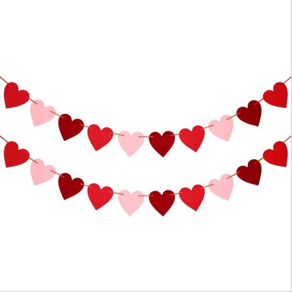 10.5cmx16cm Glitter Heart Party Decoration Items Happy Valentines Day Sign Banner