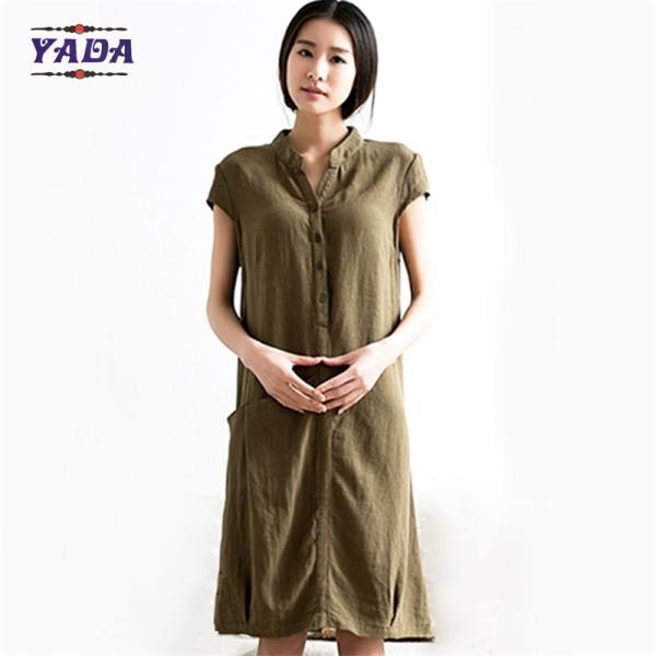 Plus size vestidos casuales linen elegant lady women autumn dress ladies ready made dresses with good quality