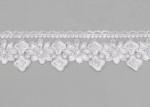 White Lace Ribbon Embroidery Fabric With Silver Lurex Poly Yarn Eco - friendly