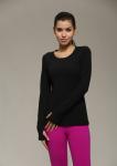solid color round neck long sleeve nylon sports fitness T-shirt for ladies