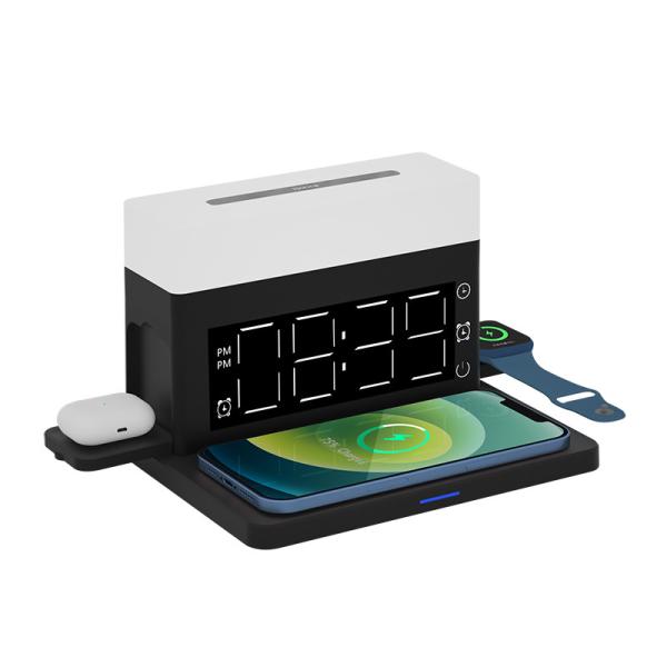 Buy 3 In 1 Clock Led Display Qi 15W Wireless Phone Charger With Lamp And Clock Alarm at wholesale prices