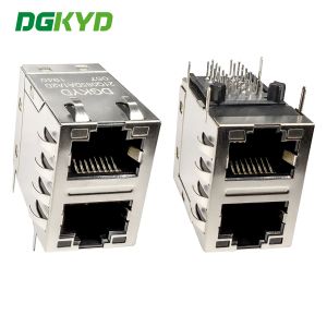 RJ45 stacked Ethernet socket with built-in gigabit integrated transformer