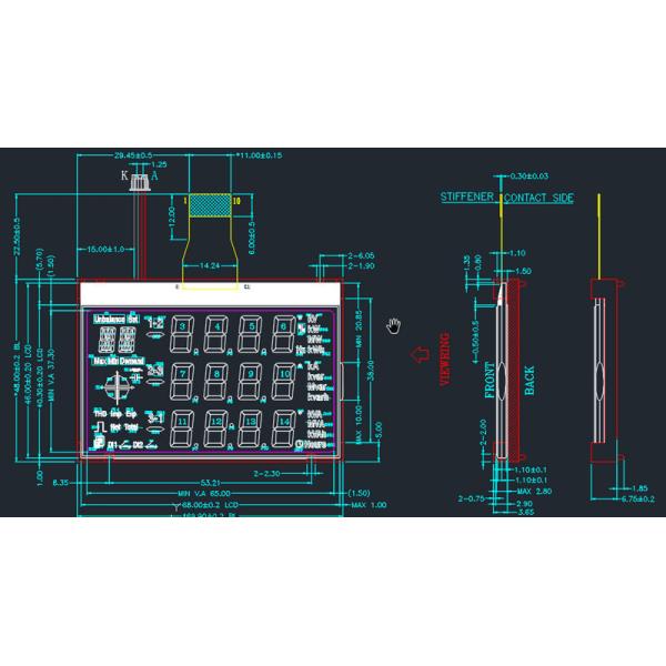 7 Segment Monochrome LCD Display Custom White Black Color HTN Positive Transflective