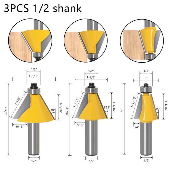YingBa Carbide Bevel Flush Trimming Router Bits Milling Cutter Woodworking Cutter Chamfer & Bevel Edging Router Bit