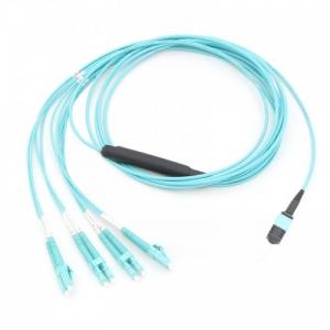 Quality 8F MPO MTP To LC Aqua OM3 100G Data Center Solution Mpo Fiber Cable for sale