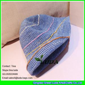 China LDMZ-007 navy blue ladies bucket hats foldable raffia straw visor cap on sale