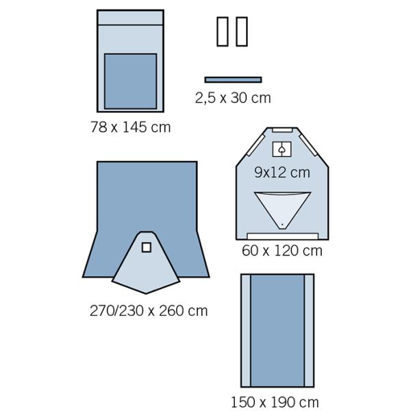 Around Aperture With High Absorbent SMF 50g To 60g SBPP + PE / SMS / SMMS + SMF Disposable Sterile Surgical Urology Pack