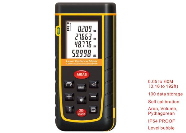 Buy 10 key 60M Laser Distance Meter Rangefinder Range Finder Electronic Ruler Digital Tape Measure Area volume Tool Bubble at wholesale prices