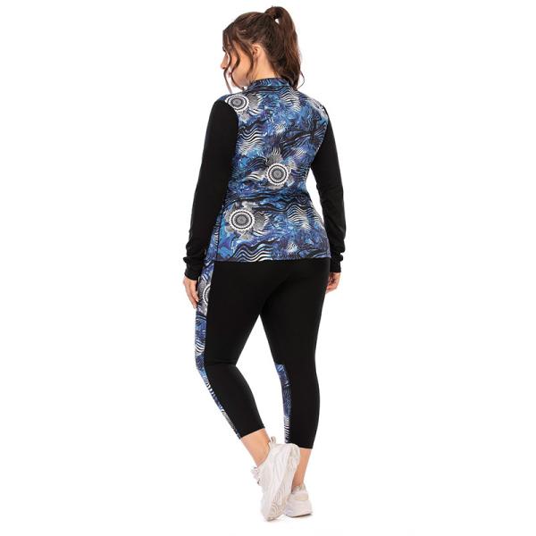 Stand Collar Plus Size 3 Piece Yoga Sets Side Pocket Squat Proof Womens Gym Set