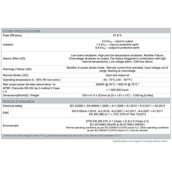 Eltek 60V Switching Power 3000W Electronic Power Telecom ELTEK Flatpack2 60/3000 SHE Rectifier Module 241119.706