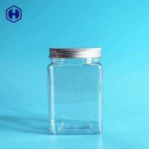 Small Empty Square Wide Mouth Plastic Jars Stackable Space Saving