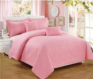 Quality Solid Color Quilt Set 5pcs Microfiber Fabric Polyester Filling for sale