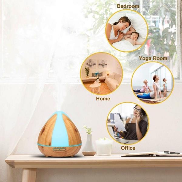 300ml Ultrasonic Wood Grain Aromatherapy Diffuser for Home,Office,Spa&More