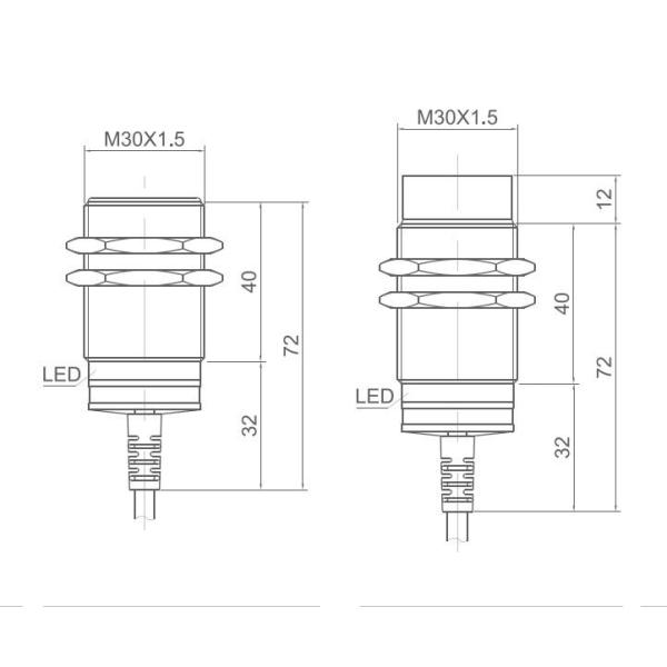 M30 Inductive Proximity Sensor Switch 10-15mm Detection Distance LJ30A3-15-Z/BY DC Non-flush Position Sensor
