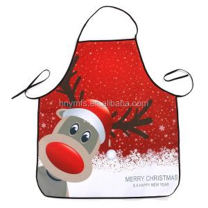 Quality Custom Design Print Logo Christmas Halloween Beige Full Printing Long Chef Cooking Kitchen Bib Cotton Line Apron with Pockets for sale