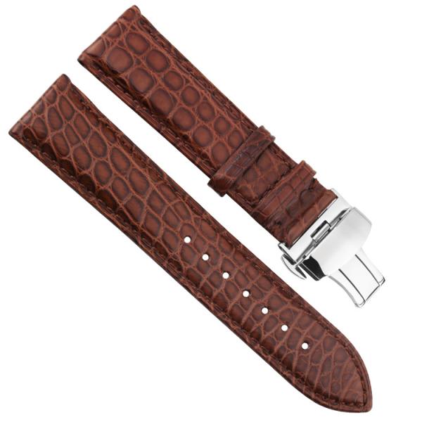 Buy Soft Crocodile Leather Watch Strap Bands With Folding Clasp at wholesale prices