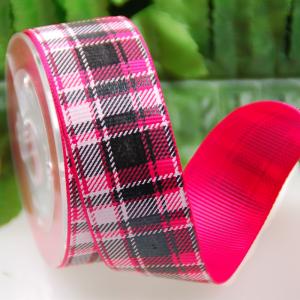 China Custom Printed Grosgrain Ribbon Tartan / Grid Ribbon Decoration Bows For Dress / Gifts on sale