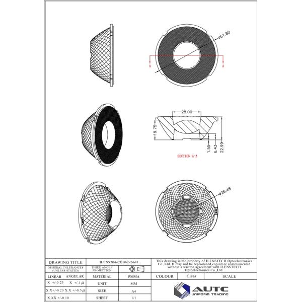 Injection Mold Pmma Led Lens Spot Small Led Lens 24 Degree Led Lens For Projector